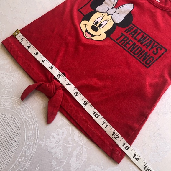 Disney Junior Minnie Graphic Red T-Shirt Girls Size 6 Short Sleeves Front Tie-Up - Picture 13 of 15